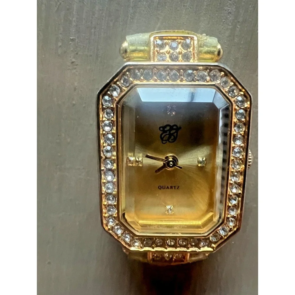 Elizabeth Taylor Vintage Watch Face Only‎ Rhinestone Bezel Gold Tone Hollywood